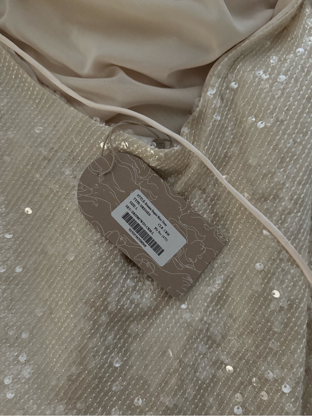 Meshki Ivory Sequin Spaghetti-Strap Maxi Dress - Picture 5 of 6